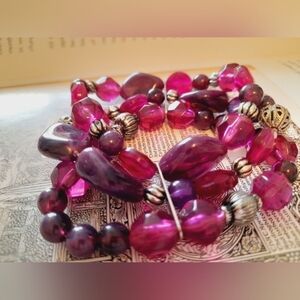Fuchsia Tones Stretchy Bracelet